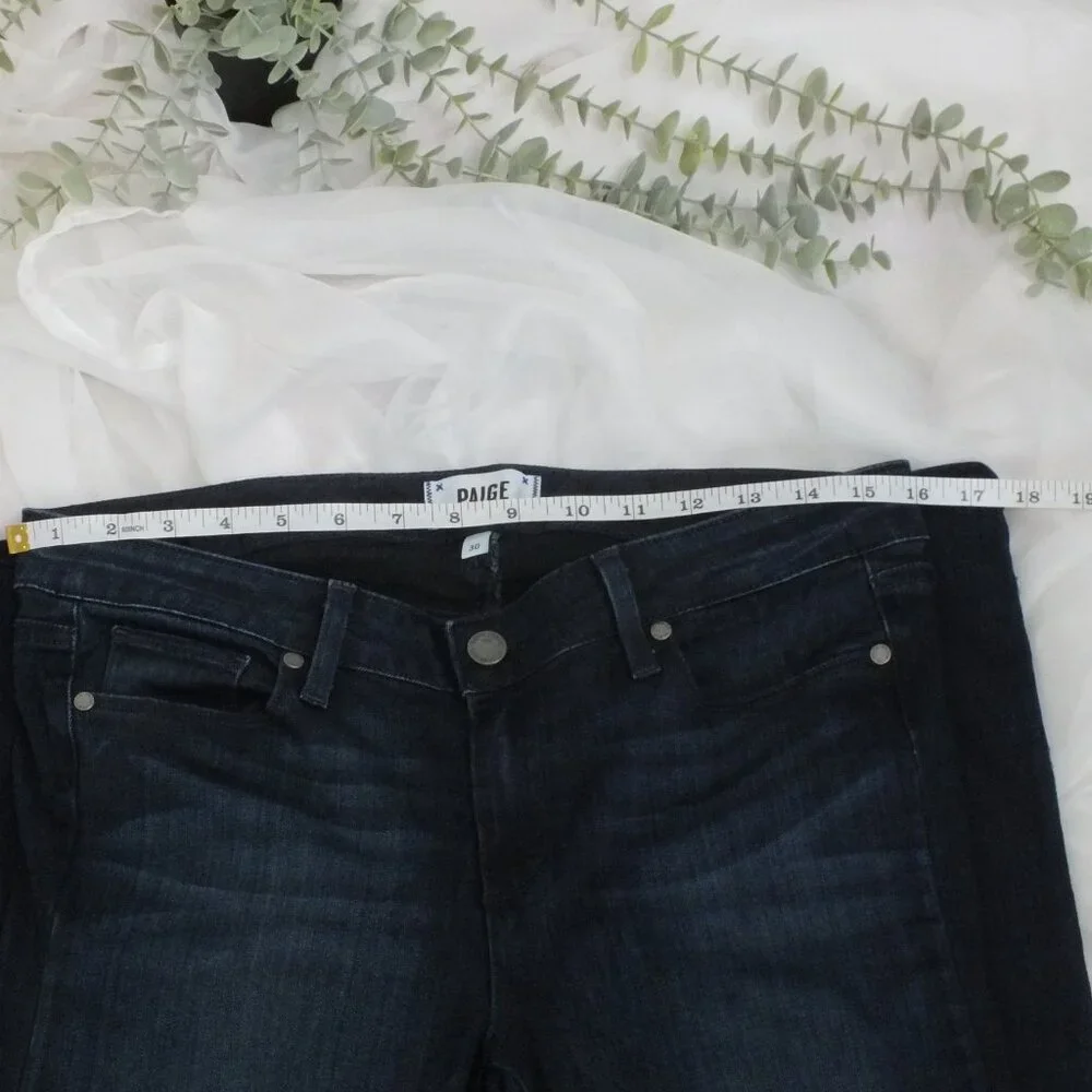 Paige Denim Skyline Straight Distressed Dark Wash Designer Jeans Women’s Size 30 - Picture 10 of 12